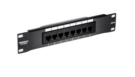 TC-P08C6 Trendnet TC Series Cat6 8 Port RJ45 Patch Panel Unshielded 44mm Black