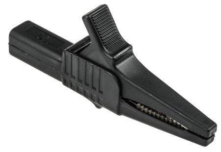 66.9755-21 Staubli Crocodile Clip 4 mm Connection, Brass Contact, 32A, Black