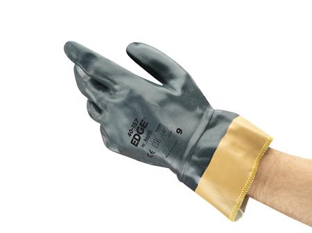 40157090 Ansell Edge 40157 Grey Cotton Oil Resistant Work Gloves, Size 9, Nitrile Coating