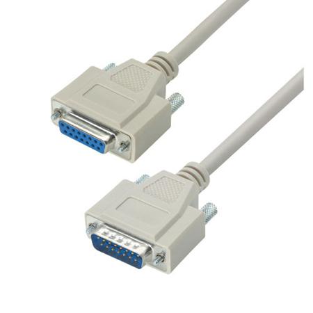 CRMN15MF-5 L-Com Male 15 Pin D-sub to Female 15 Pin D-sub Cable assembly, 5ft PVC