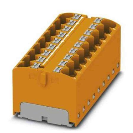 3273852 Phoenix Contact Distribution Block, 18 Way, 6mm², 32A, 450 V, Orange