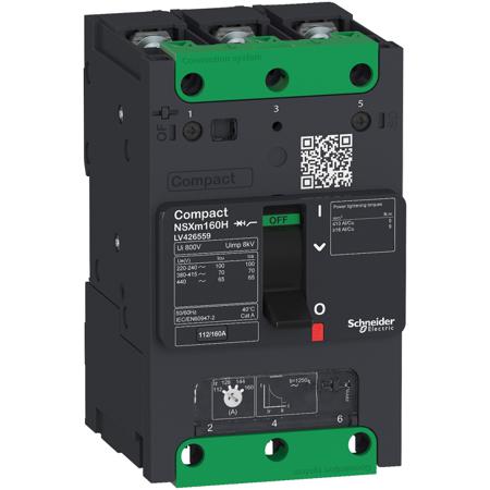LV426550 Schneider Electric, Compact MCCB 3P 16A, Breaking Capacity 70 kA, Clip-On