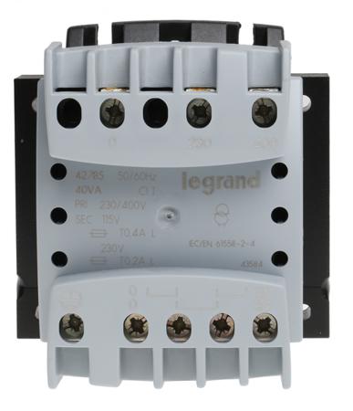 0 427 85 Legrand 40VA DIN Rail Transformer, 230 → 400V Primary, 115 → 230V Secondary