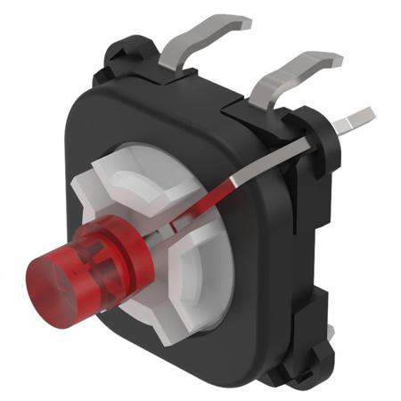 70-220.2S EAO Series 70 Series Illuminated Push Button Switch, Momertary, PCB, 2.5 Cutout, 1 NO, Red LED, 42