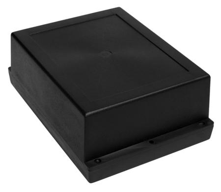 186-2250 RS PRO Black ABS Enclosure, IP65, IK07, Black Lid, 198.05 x 144.7 x 72.25mm