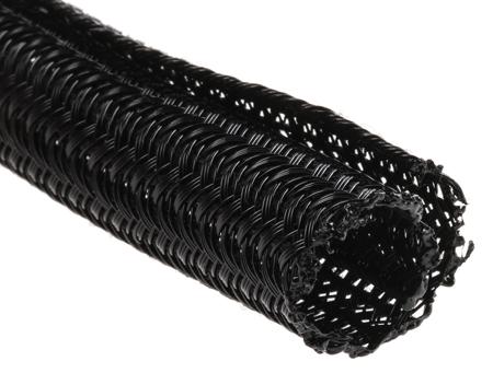 G1303/8 BK007 Alpha Wire Braided PET Black Cable Sleeve, 9.53mm Diameter, 15m Length, FIT Wire Management Series