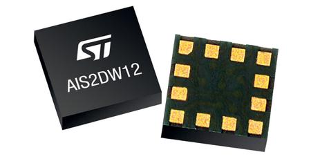 AIS2DW12TR STMicroelectronics 3-Axis Surface Accelerometer 1.62 V 3.6 V, I2C/SPI, LGA, 12-Pin