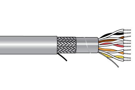 5125C SL005 Alpha Wire 5125 Multicore Cable, 5 Cores, 0.34 mm² 22 AWG, Screened, 100 ft, Grey Polyvinyl Chloride Sheath
