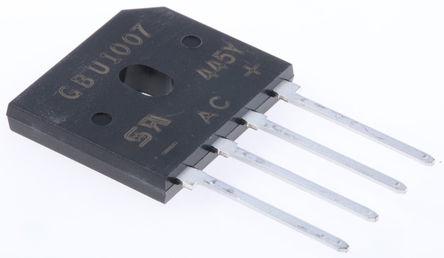 GBU407 Taiwan Semiconductor Bridge Rectifier, 4A, 1000V, 4-Pin