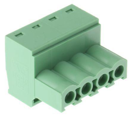 20020006-H041B01LF Amphenol FCI Non-Fused Terminal Block, 4 Way/Pole, Screw Down Terminals, 24 → 12 AWG Cable Mount, Nylon, 300 V