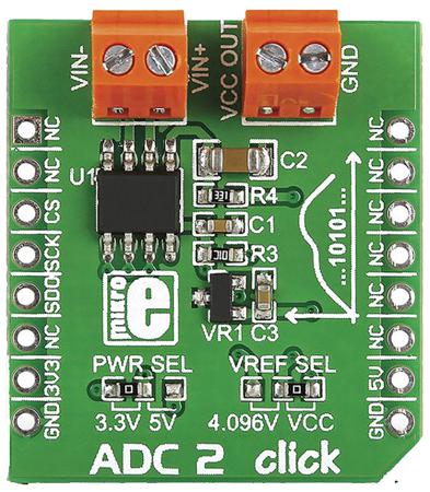 MIKROE-1893 MikroElektronika  ADC2 Click Converter Module Signal Conversion Development Kit