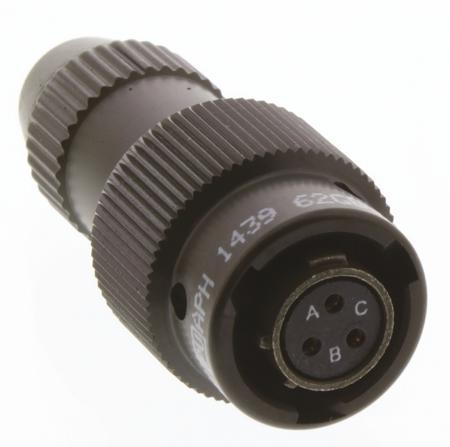 62GB-16J08-33SN Amphenol, 62GB 3 Way Cable Mount MIL Spec Circular Connector Plug, Socket Contacts,Shell Size 8, Bayonet Coupling,