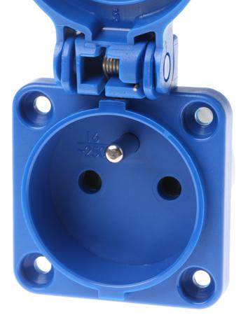 0-576-67 Legrand IP44 Blue Panel Mount 2P+E Industrial Power Socket, Rated At 16A, 250 V ac