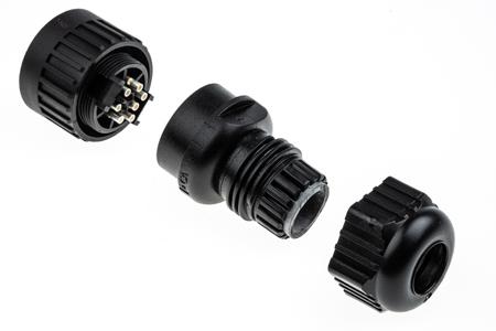 934127100-CA-6-LD Hirschmann Cable Mount Connector, 7 Contacts, M22 Connector