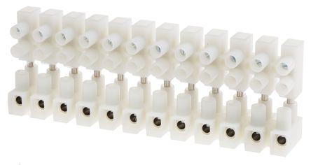 886-9248 RS Pro Non-Fused Terminal Block, 2 x 12 Way/Pole, Screw Down Terminals, 4 mm² Cable Mount, Polyamide, 450 V