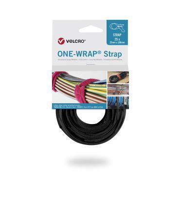 VEL-OW64501 Velcro Professional Series, Black Polypropylene Cable Tie Assemblies200mm x 20mm