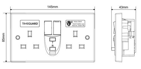 RCD06WPVN Timeguard 30A, BS Fixing, Passive RCD Socket, Plastic, Surface Mount, Switched, 230 V ac, White