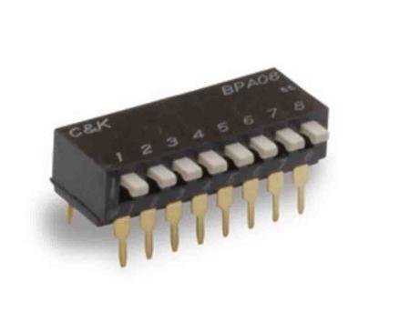 BPA06B C & K 6 Way Through Hole DIP Switch SPST, Raised, Slide Actuator