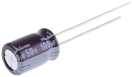 UPW1H101MPD Nichicon 100μF Aluminium Electrolytic Capacitor 50V dc, Radial, Through Hole -