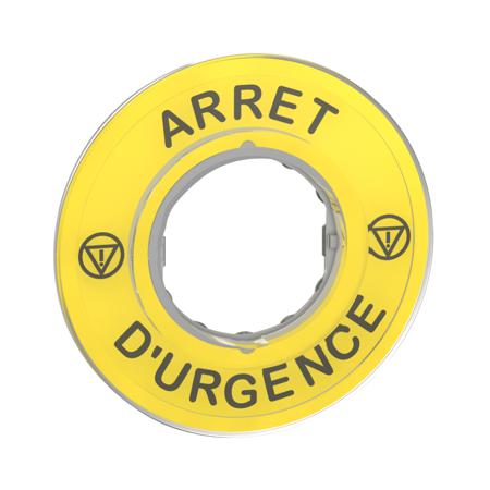 ZBY9120 Schneider Electric 3D Marked Legend Plate for Use with Emergency Stop Mushroom Head Push Button, Arrêt d'urgence,