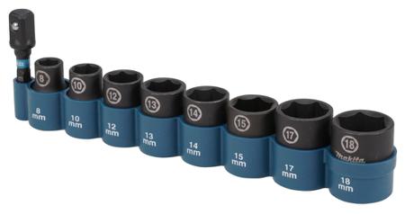 E-16639 Makita 9-Piece Metric 3/8 in Impact Socket Set , 6 point