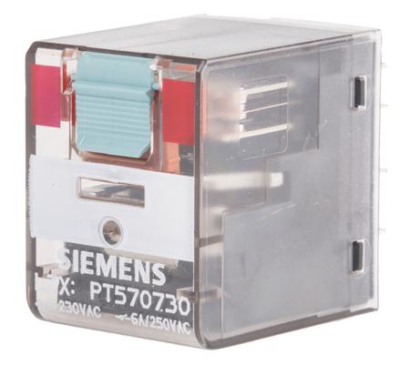 LZX:PT570730 Siemens Plug In Power Relay, 230V ac Coil, 6A Switching Current, 4PDT