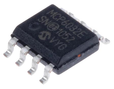 MCP6032-E-SN Microchip MCP6032-E/SN, Precision, Op Amp, RRIO, 10kHz, 8-Pin SOIC