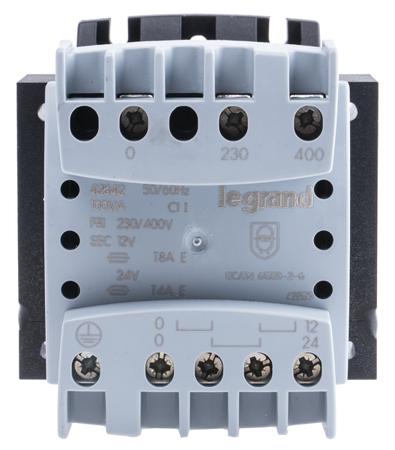 0 428 42 Legrand 100VA DIN Rail Transformer, 230 → 400V Primary, 12 → 24V Secondary