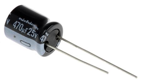 UVY1E471MPD Nichicon 470μF Aluminium Electrolytic Capacitor 25V dc, Radial, Through Hole -