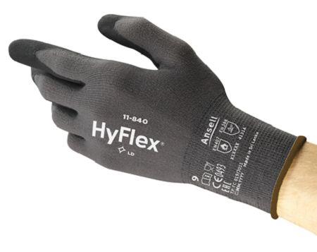 11840060 Ansell HyFlex 11-840 Grey Nylon, Spandex Abrasion Resistant, Cut Resistant, General Purpose Work Gloves, Size 6,