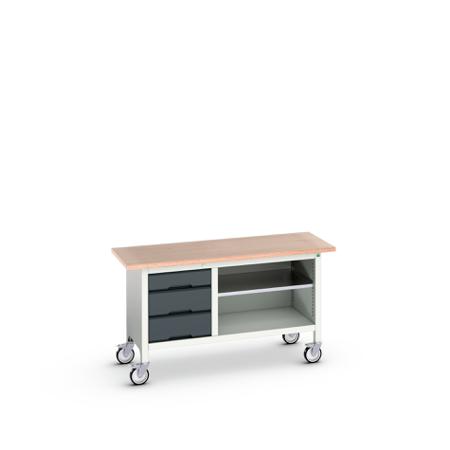 16923212.19 Bott, 3 Drawer Sheet Steel Floor Standing Storage Cabinet, 1500 x 600 x 830mm