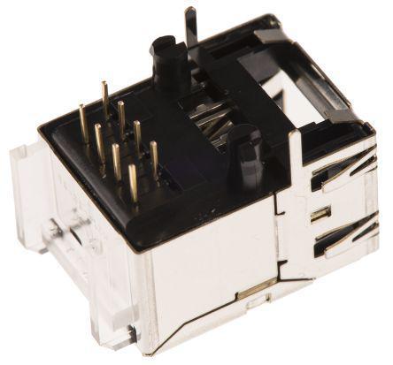 TM21R-5C-88-LP-50- Hirose TM21R, Cat5e 8P8C Way Right Angle Through Hole STP RJ Connector Female