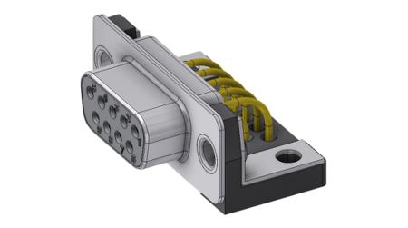 DTS09SYC/2M63UN Deltron Connectors DT 9 Way Right Angle D-sub Connector Socket, 2.74mm Pitch, with Screw Locks