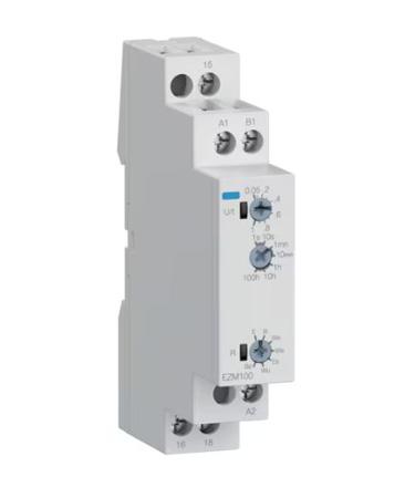 EZM100 Hager  Series DIN Rail Mount Timer Relay, 12 → 240V ac/dc, 1-Contact, 1 → 360000s, SPDT