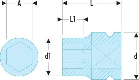 NM-58A Facom 58mm, 1 in Drive Impact Socket, 82 mm length