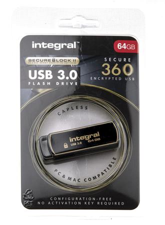 INFD64GB360SEC3.0 Integral Memory USB 3.0 Flash Drive 64 GB USB 3.0 Software Encrypted Flash Drive