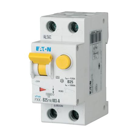 236974-PXK-C25-1N-03-A Eaton RCBO, 25A Current Rating, 1P + N Poles, 300mA Trip Sensitivity, Type C, xPole Range