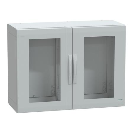 NSYPLA7104TG PanelSeT PLA Series Fibreglass Reinforced Polyester Double-Door-Door Floor Standing Enclosure, Glazed Door Door, IP65,