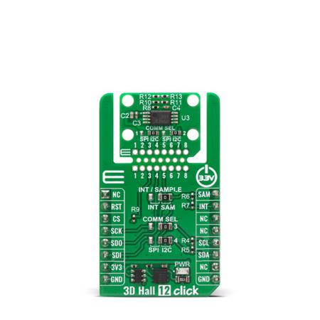 MIKROE-6654 MikroElektronika 3D Hall Click Hall Effect Sensor Add On Board for A31331KLEATR-XYZ-IC-06 mikroBUS