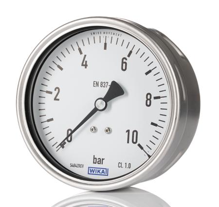 8776989 WIKA G 1/2 Back Entry Analogue Positive Pressure Gauge 4bar, , 0bar min.