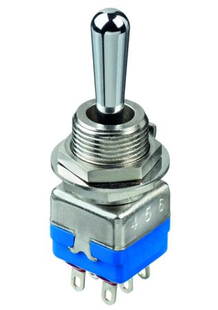 12144-2RAD2K APEM Toggle Switch, Panel Mount, Momentary-On-Momentary, DPST, Solder Lug Terminal, 30V dc