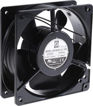 789-7898 RS Pro Axial Fan, 119.5 x 119.5 x 38.5mm, 187m³/h, 15W, 230 V ac