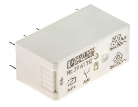 2961312 Phoenix Contact PCB Mount Power Relay, 24V dc Coil, 16A Switching Current, SPDT