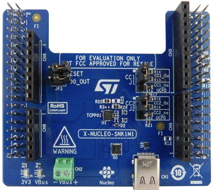 X-NUCLEO-SNK1M1 STMicroelectronics USB Type C Power Delivery Sink Expansion Board Based on TCPP01-M12 for STM32 Nucleo USB Power Switch