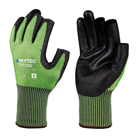 SKG00017ED Skytec TRC725 Black, Green HPPE, Polyester, Steel Fibre Abrasion Resistant, Cut Resistant Work Gloves, Size Small,