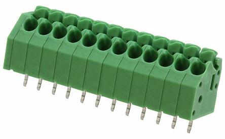 1985069 Phoenix Contact PTSA 1.5/12-3.5-F Series PCB Terminal Block, 3.5mm Pitch, Through Hole Mount, 1-Row, Solder Termination