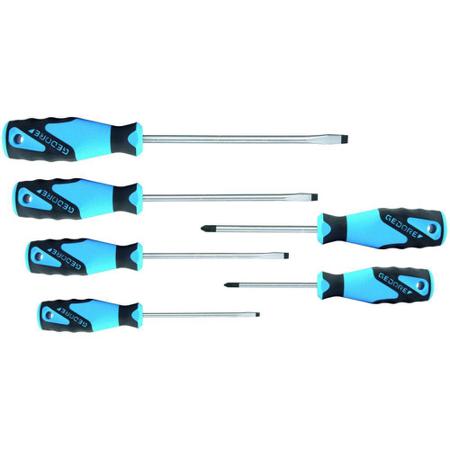 2150-2160-PZ-06 Gedore Screwdriver Set, 6 Piece - Pozidriv, Slotted