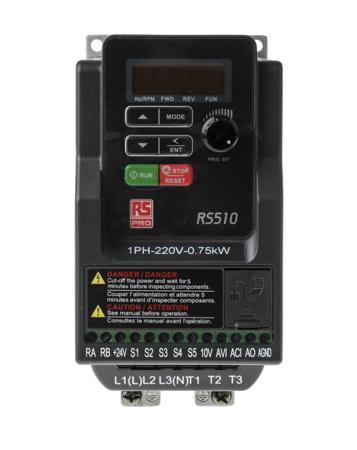 122-3411 RS PRO Inverter Drive, 0.75 kW, 1 Phase, 200 → 240 V ac, 11 A