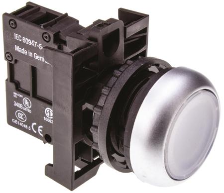 78639206-M22-DL-W-M22-A-M22-LED-W Eaton Round Illuminated White Push Button Head - Momentary, M22 Series, 22mm Cutout, Round