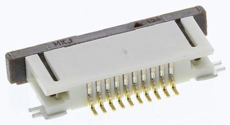 52746-1071 Molex, FFC/FPC SMT, 52746 0.5mm Pitch 10 Way Right Angle Female FPC Connector, ZIF Bottom Contact